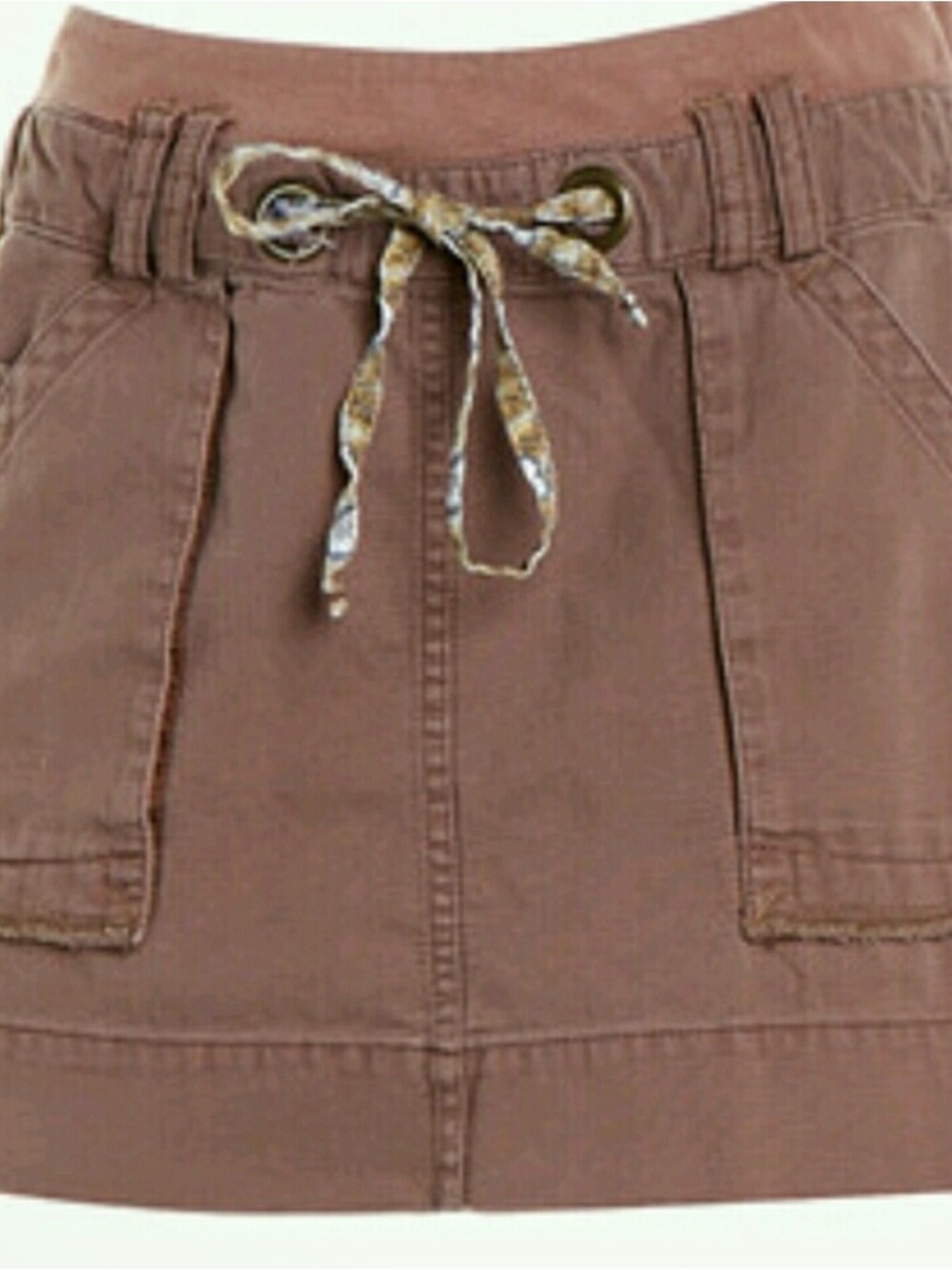 Free People Brown Mini Skirt with Drawstring